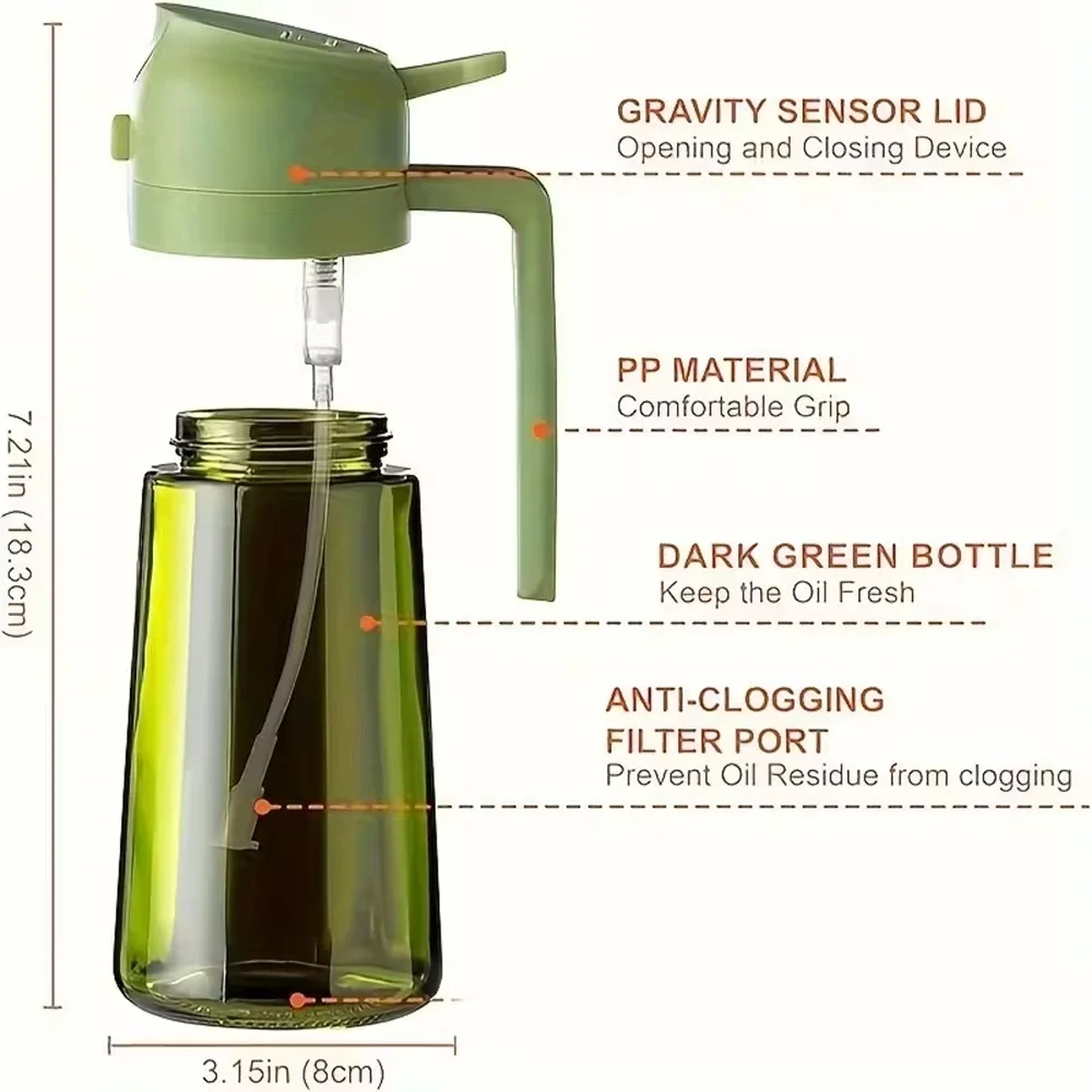 Food-Grade 2-in-1 Oil Bottle Dispenser Portable Effortless Cooking & Grilling